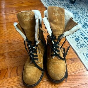 Chanel suede shearling boots, size 37